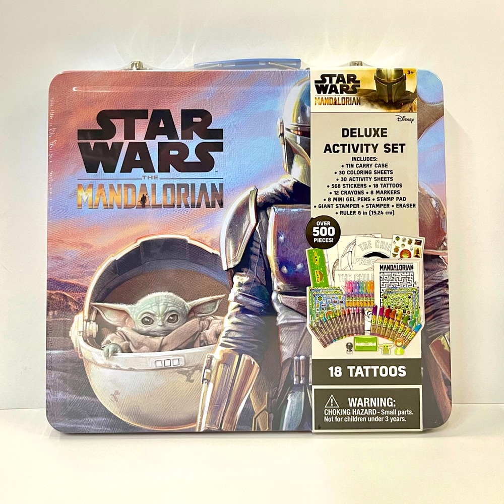 Star Wars Mandalorian Baby Yoda Deluxe Activity Set Tin Carry Case 500+ Pieces